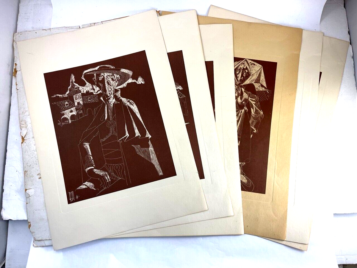 Vintage 1974 Iberia Airlines Juan Antonio Alda Lithograph 6 Prints