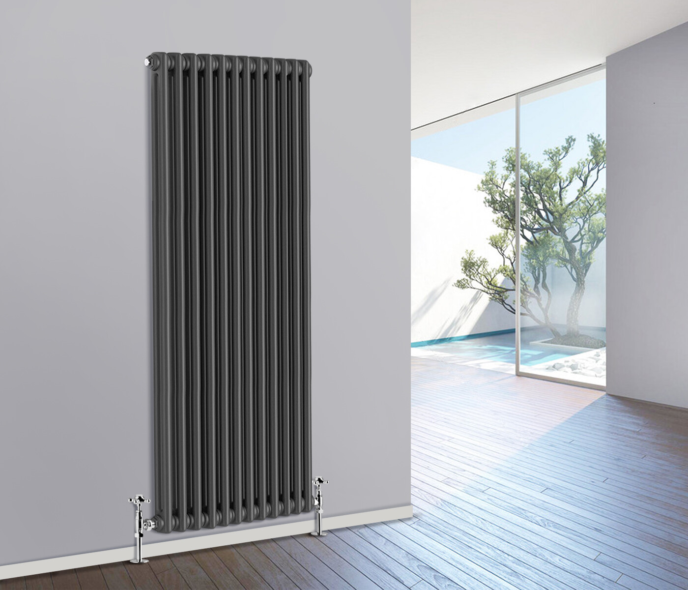 Anthracite Traditional Cast Iron Style Vertical Radiator 2 Column 1800x560mm