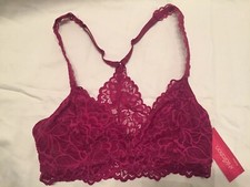 New Women  s Ladies Xhilaration Purple Wine Lace Bralette Bra Lingerie Size XS