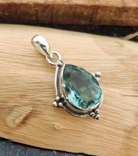 925 Sterling Silver Aquamarine Pendant Handmade Beautiful Bohemian Pendant DK98