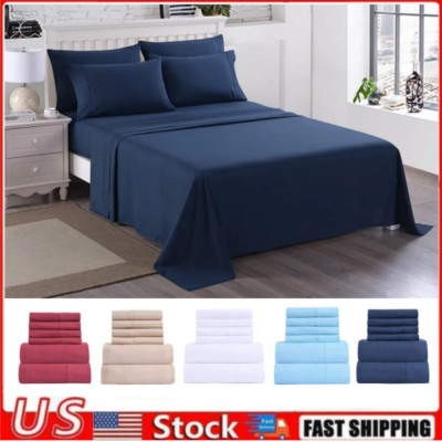 2200 Series 6 Piece Bed Sheet Set Soft Deep Pocket Twin King Queen Full Sheets