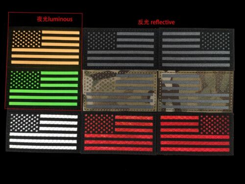 IR Reflective United States USA Flag Hook Loop Patch Back Fastener Badge Emblem - Picture 2 of 15