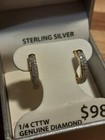 Diamond 1/4 ct Earrings  Silver W/Gold Overlay "Vermeil" NEW!! ICED! — photo 3