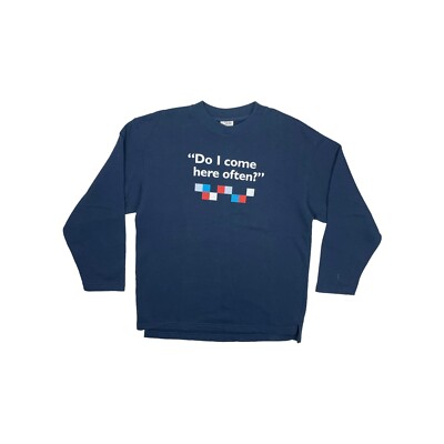 90er Jahre Terry Wogan BBC Radio 2 Pullover mit Rundhalsausschnitt marineblau Herren große Leinwand Sterne