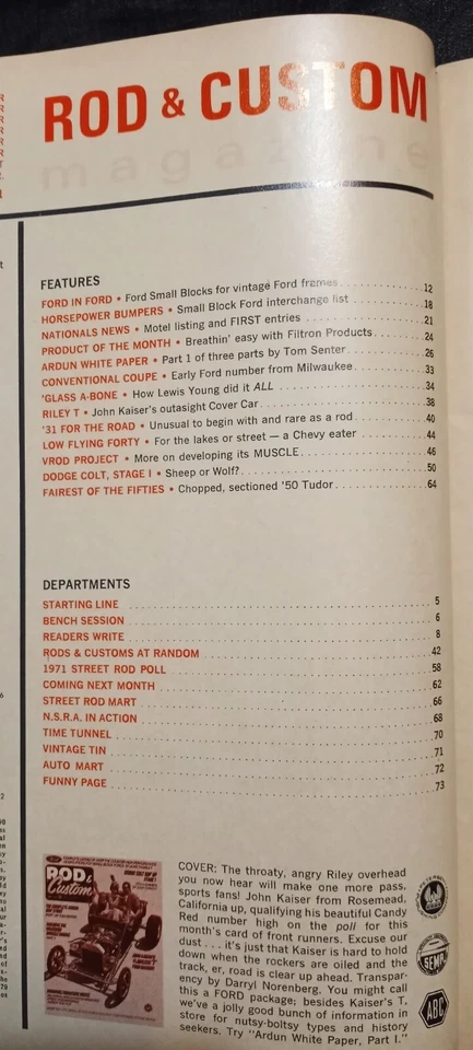 Vintage ROD & CUSTOM Magazine May 1971 Hotrods Custom Cars Roadsters Builds - Image 3 of 4