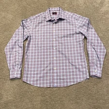 UNTUCKit Shirt Mens Medium Blue Check Plaid Moravia Button Up Wrinkle Free Dress