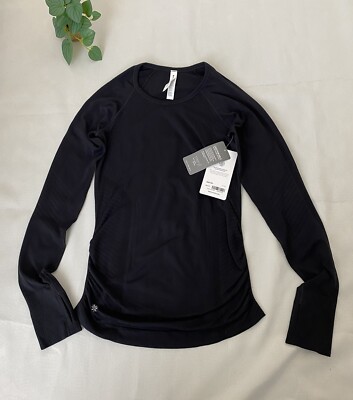 ATHLETA Unstinkable UPF Wicking Long Sleeve Black Activewear Shirt SMALL
