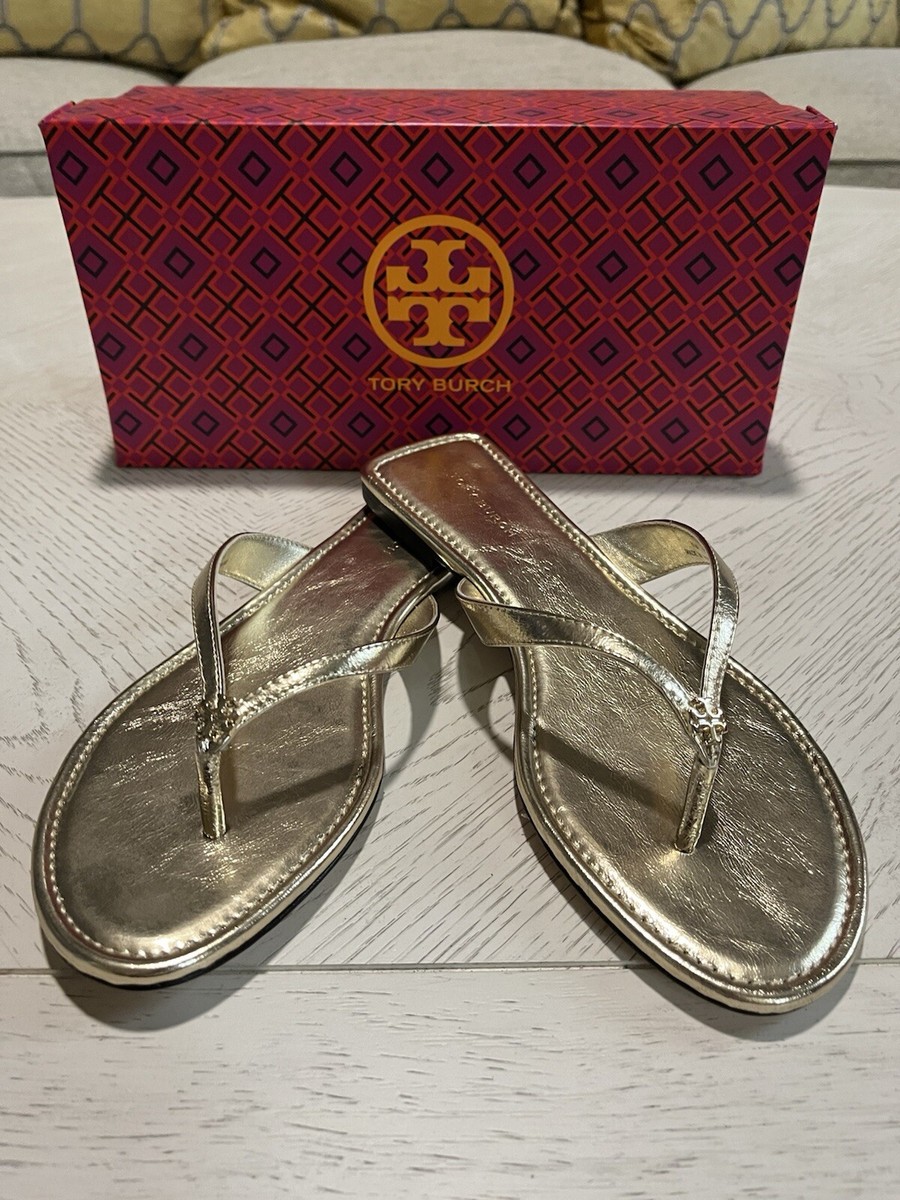 NIB $178 Tory Burch Classic Flip Flop Spark Gold Sz 6.5 | eBay