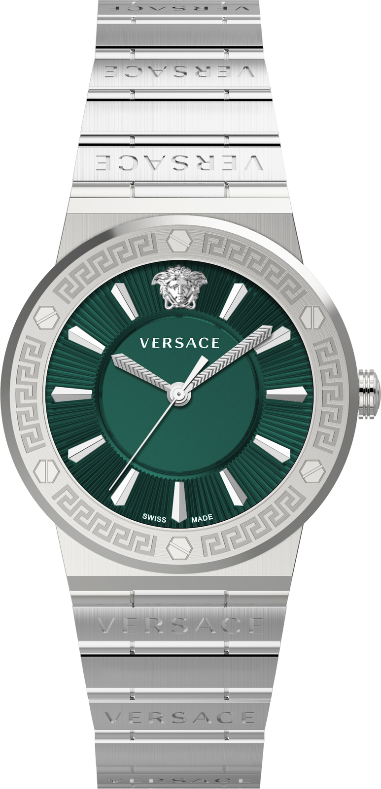 Versace VEVH00920 Greca Logo green silver Stainless Steel Women's Watch NEW