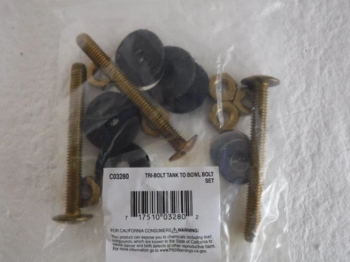 Jones Stephens 5/16", 3"Long Tri-Bolt Tank to Bowl Bolt Set Brass Bolts #C03280 - Picture 1 of 2