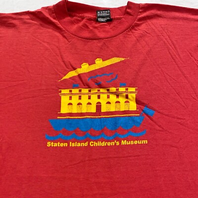 vtg 90s STATEN ISLAND CHILDREN S MUSEUM T-Shirt L/XL new york city ferry thin