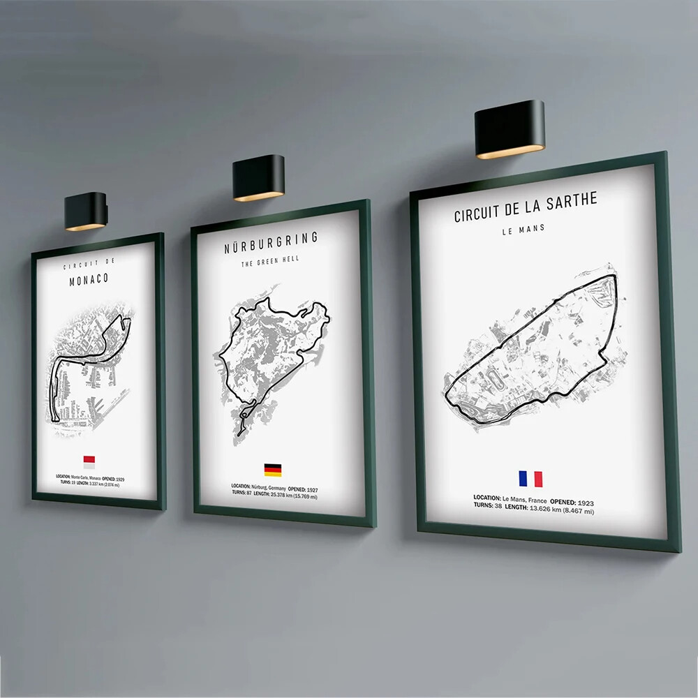 Formula 1 Track Posters! F1 International Circuit Canvas Painting! Wall Art! Car