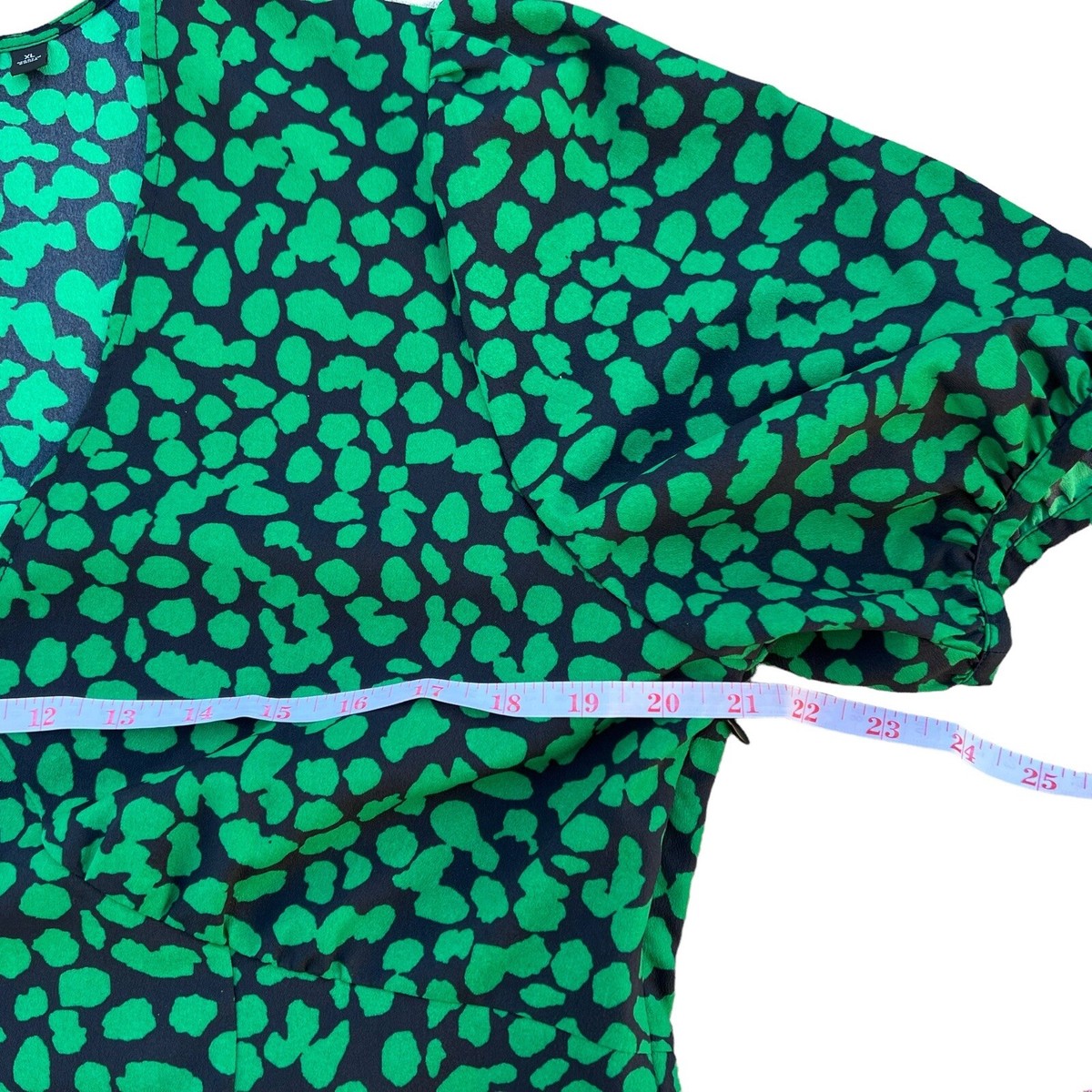 UNIQLO Dress XL Kelly Green Printed V Neck Short Sleeve Mini Pockets Side  Zip | eBay