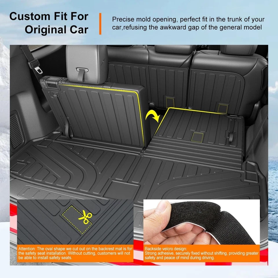 For 2013-2020 Nissan Pathfinder Floor Mat Cargo Mat Trunk Cargo Liner Back Seat Foto 2 de 4