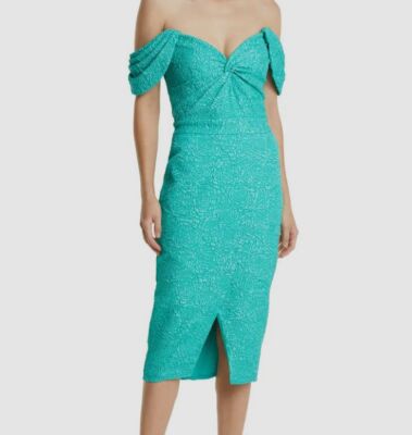 green dress with circles Sage Green Cap Sleeve Crossover Bardot Neckline 50s Swing Dress – Pretty  Kitty Fashion main image 0
