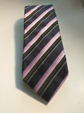 Image of Hugo Boss Black Label By Hugo Boss Silk Tie 3.25"W x 58.5"L Black & Purple/Gray