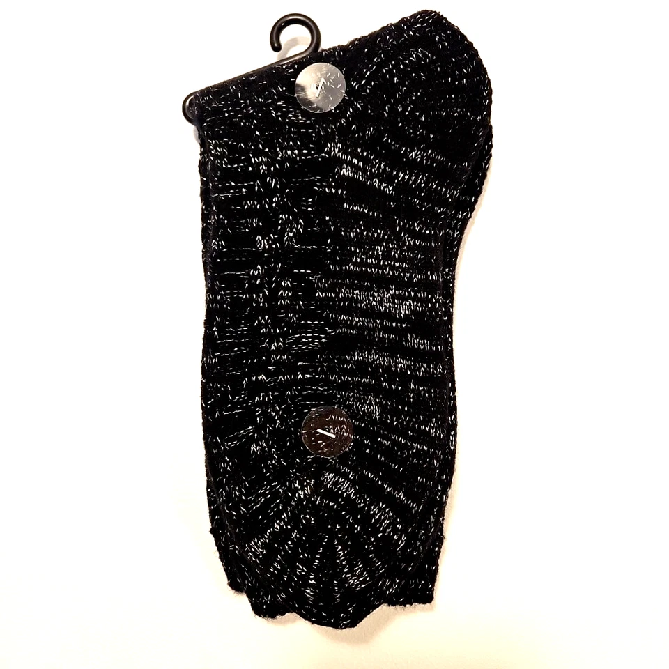 NWT Women's NOBO Crew Boot Socks Black with Metallic Silver Size 4-10 - Image 3 of 4