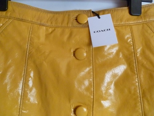 Coach Patent Leather Miniskirt UK SIZE L 32" CS489 New Stunning Rare Tagged - Picture 2 of 24