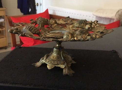 Ornate Antique Victorian Grand Tour Brass Bronze Tazza Comport Eglomise St Pauls - Picture 3 of 12