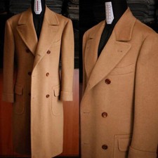 Cashmere Men's Long Overcoat Double Breasted Winter Business Formal Long Coat