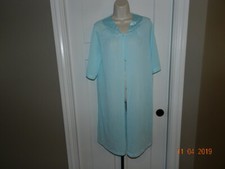 VTG Vassarette Robe Aqua M Peignoir Nylon USA 3/4 sleeved