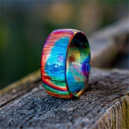 Finger Rings Resin Ring Glitter Rainbow Color Size Multi Acrylic 45116 Jewelry - Picture 4 of 11