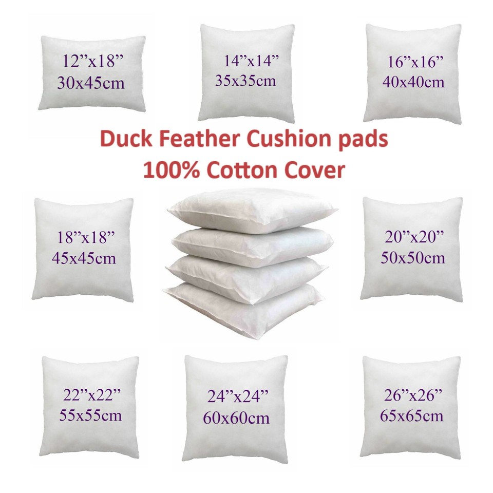 Super Soft Duck Feather Cushion Pads Inners,inserts,Fillers,100 Cotton Cover eBay