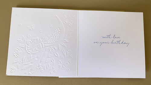 "To a Wonderful Daughter in Law" Glitter Peacock & Pink Flowers Birthday Card - Picture 3 of 5