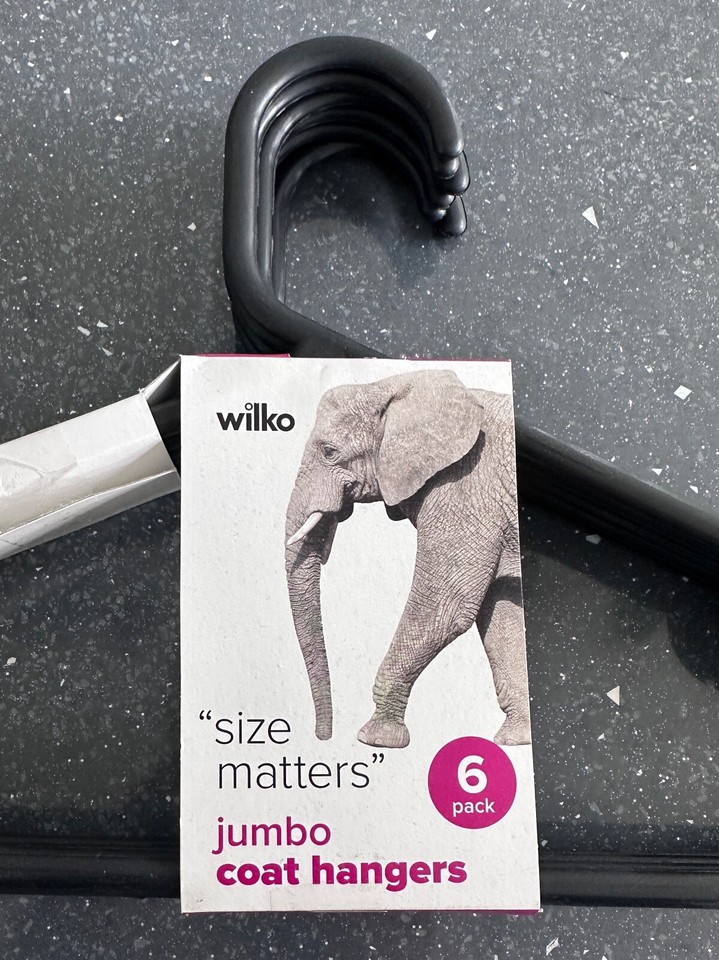 36 x BLACK PLASTIC COAT CLOTHES HANGERS WILKO STRONG JUMBO HANGERS eBay