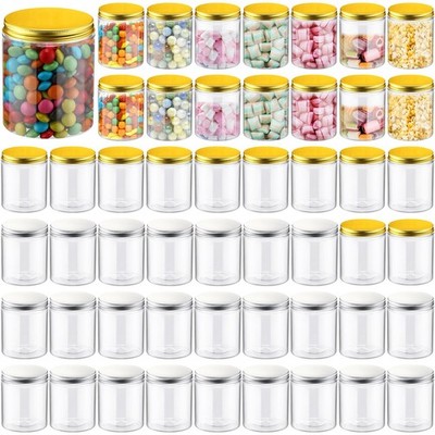 Mifoci 50 Pcs 16 oz Clear Plastic Jars Containers with Screw on Lids Round Em...