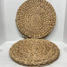 4 Hand Woven Water Hyacinth 15  Round Placemats Chargers Boho Chic - 1/2  Thick
