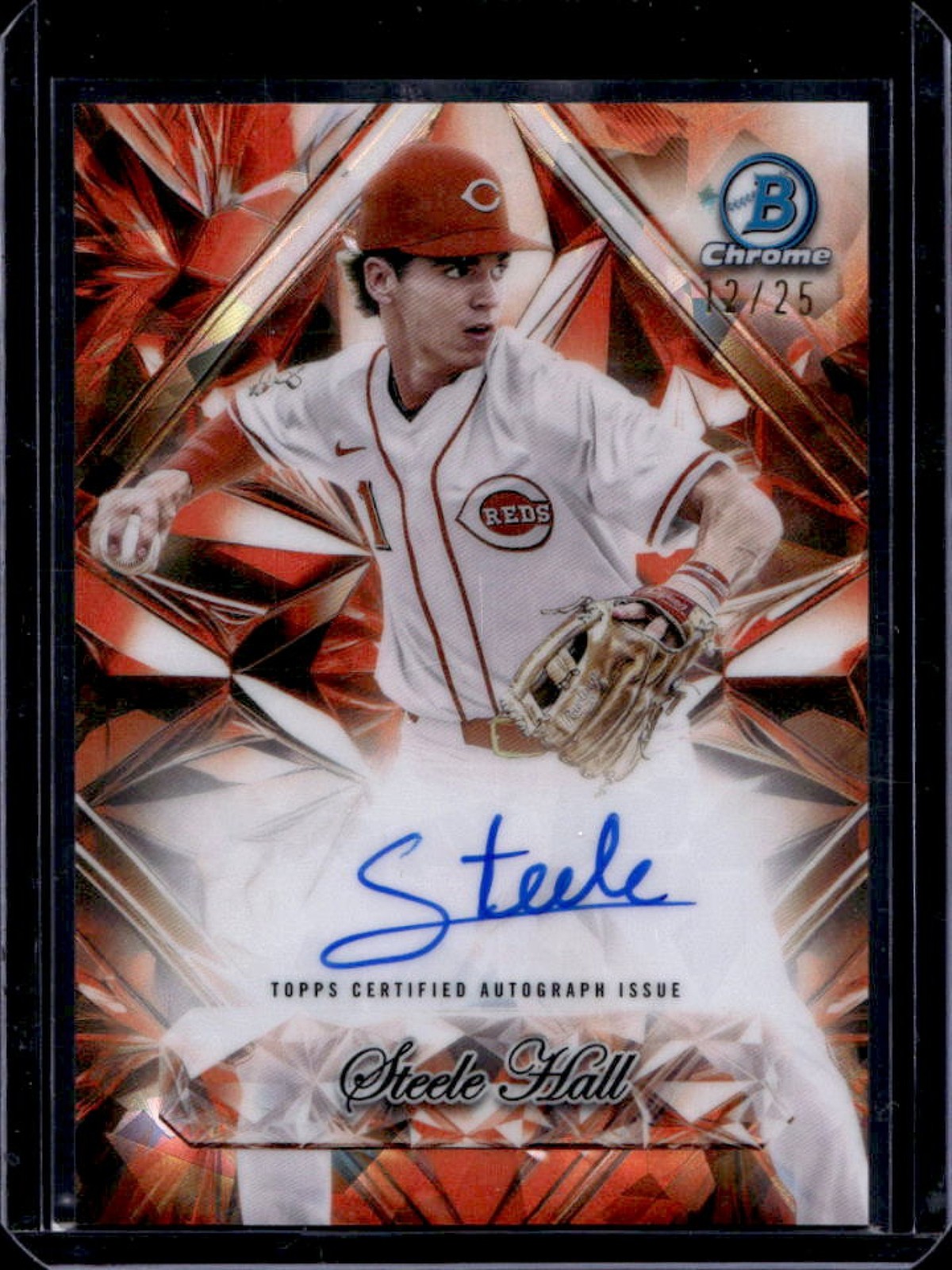 2025 Bowman Draft Sapphire Steele Hall Selections Auto Orange Refractor #/25