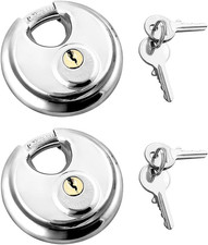 Disc Padlocks 2-Pack Heavy-Duty Stainless Steel, Keyed Different, 3/8 Shackle
