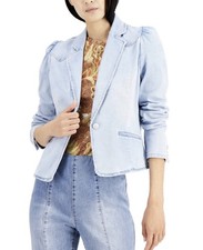 Inc International Concept Puff Sleeve Denim Blazer Light Indigo Size XL NWT