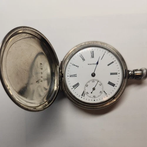 1899 WALTHAM STERLING SILVER POCKET WATCH 6s Hunting VINTAGE FOR PARTS