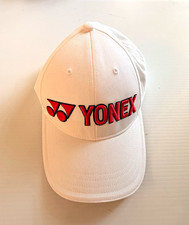 YONEX White Polyester Strapback Tennis Cap Hat Red Logo One Size