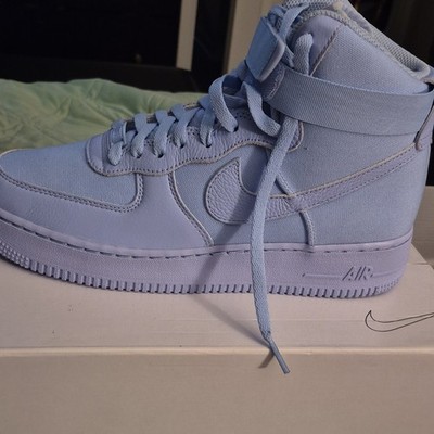 Nike Air Force 1 Mid Top Men s Athletic Sneakers, Blue Solid Lace-Up