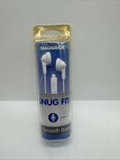 White Magnavox SNUG FIT  Gummy Earbuds Microphone Smooth Bass COMBINESHIP
