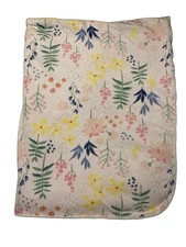 Cloud Island Baby Blanket Flowers Leaves Pink Sherpa Back 29 x 38