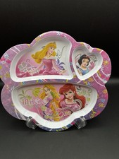Disney Princess Divided Melamine Pink Plate By ZAK Designs Belle-Ariel-Rapunzel