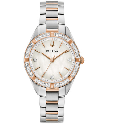 Bulova Damen Armbanduhr Sutton 98R281 Edelstahl Diamanten 32mm Quarz B-Ware