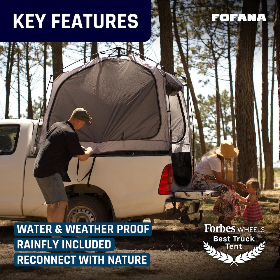 Fofana Truck Bed Tent - Quick & Easy Automatic Setup for Mid Size Pickup Gray - Image 2 of 4