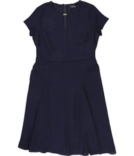 Ralph Lauren Womens Belted Midi Dress, navy, 10