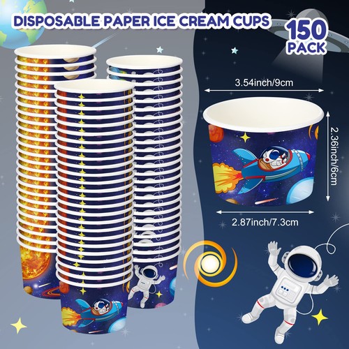 150 Pieces Space Party Supplies Galaxy Ice Cream Paper Cups Disposable Snack ... - Picture 2 of 7