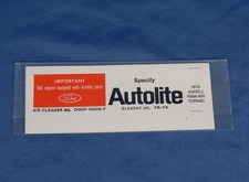 Autolite Air Cleaner Decal Part D0of-9600-f 1970 Mercury Cyclone 429scj Ramair
