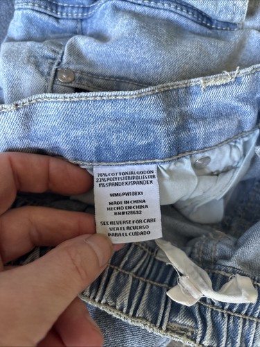 Madden NYC Bling Bedazzled Cargo Pocket Y2K Skater Wide Leg Light Denim Jeans M - Picture 10 of 12