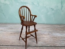 Dollhouse Miniature ~ Vtg William Clinger Handmade Windsor High Chair (Damaged)