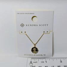 Kendra Scott Hammered Initial "E" Gold Chain 16" Necklace