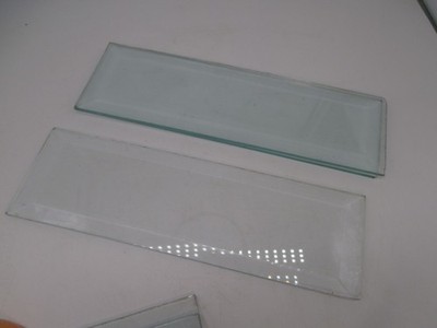 Lot of 3-10''x3'' Rectangle Beveled Top Flat Back for Stained Glass Supplies Clear