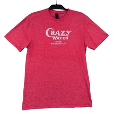 Camiseta Gildan Crazy Water Mineral Wells TX Mujer M Poli Algodón Roja Jaspeada